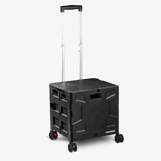 CleverMade® 55L Black Wheeled Trolley Crate